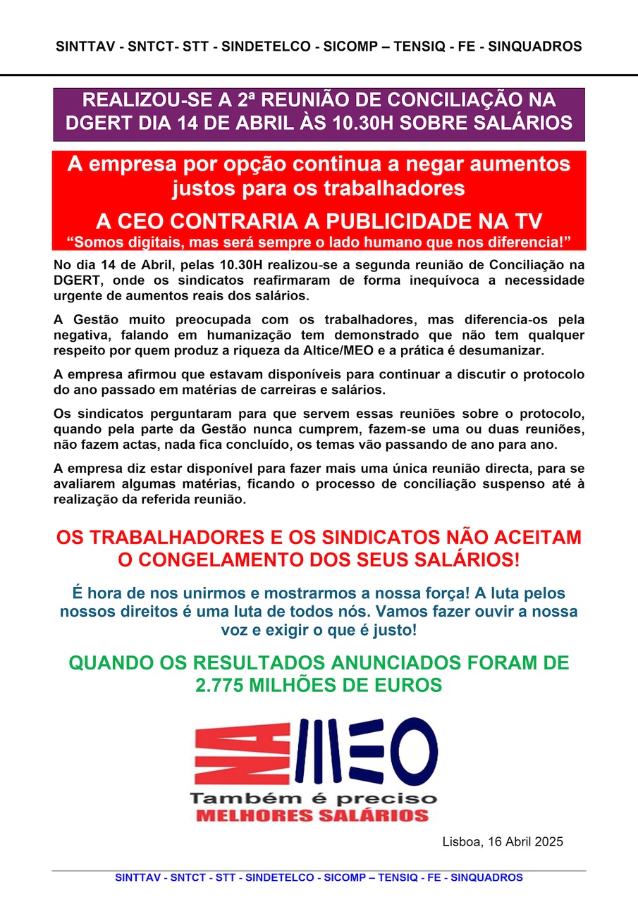 Negociacoes ACT 2025 2ª reunião de conciliação - Comunicado conjunto