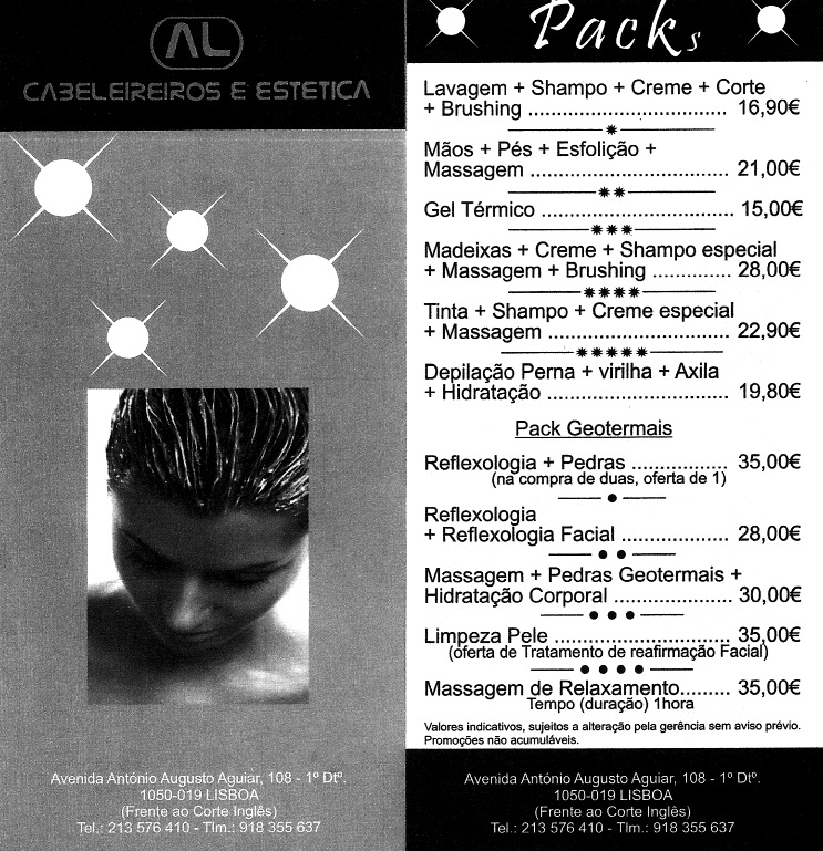 Cabeleireiro AL - tabela