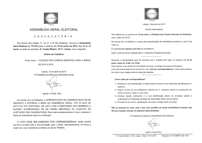 Convocatoria AG Eleitoral 2013