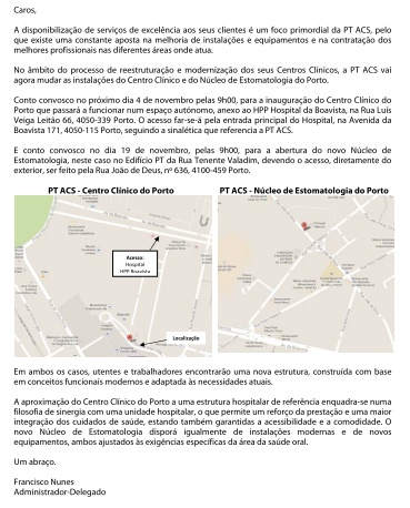 Inauguracao no Porto do Centro Clinico e Nucleo de Estomatologia