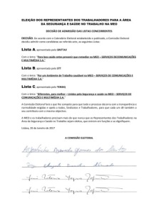 Eleicao CHST decisao admissao de listas