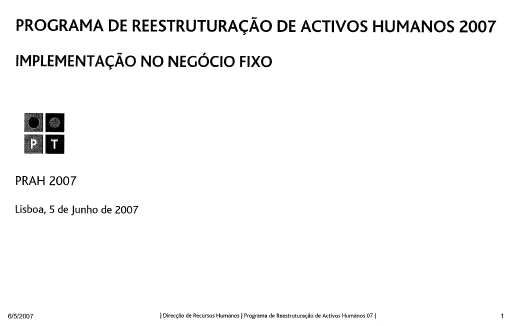 Programa de reestrutura&ccedil;&atilde;o de Activos Humanos 2007